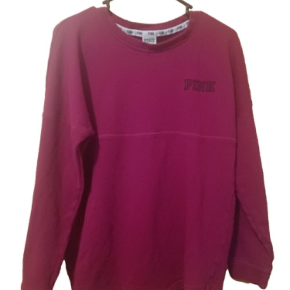 Victoria's Secret Love Pink Sweatshirt‎ Women's XS Magenta Long Sleeve VS Logo